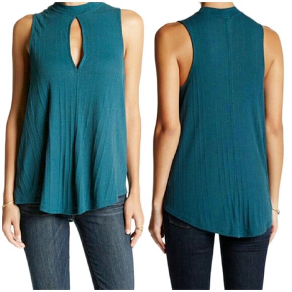 We the Free Faye size L ribbed tank top emerald green cotton modal blend - Picture 1 of 8